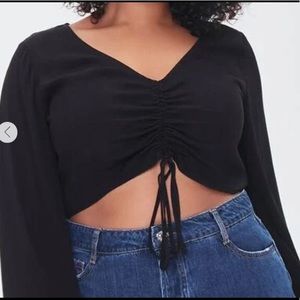 Forever 21 (2X) black ribbed rouche top